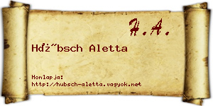 Hübsch Aletta névjegykártya